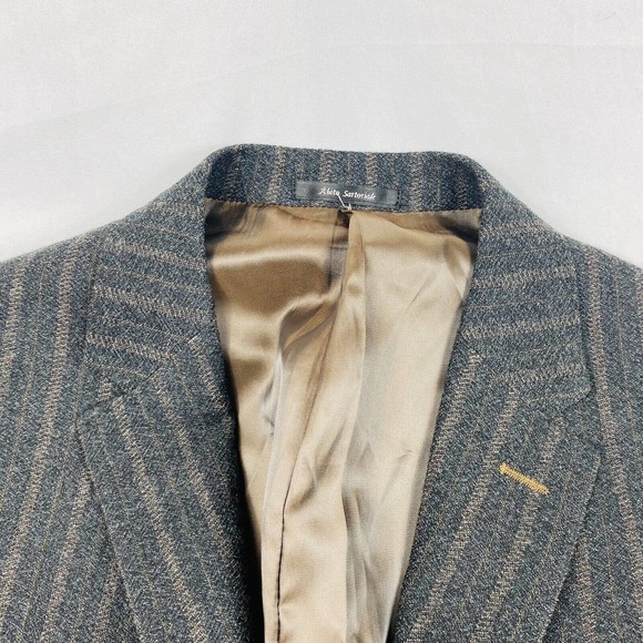 Bartorelli Napoli GIO MATTO Gray Brown Striped Wool Patches Blazer Mens 38R NWT - Picture 5 of 8